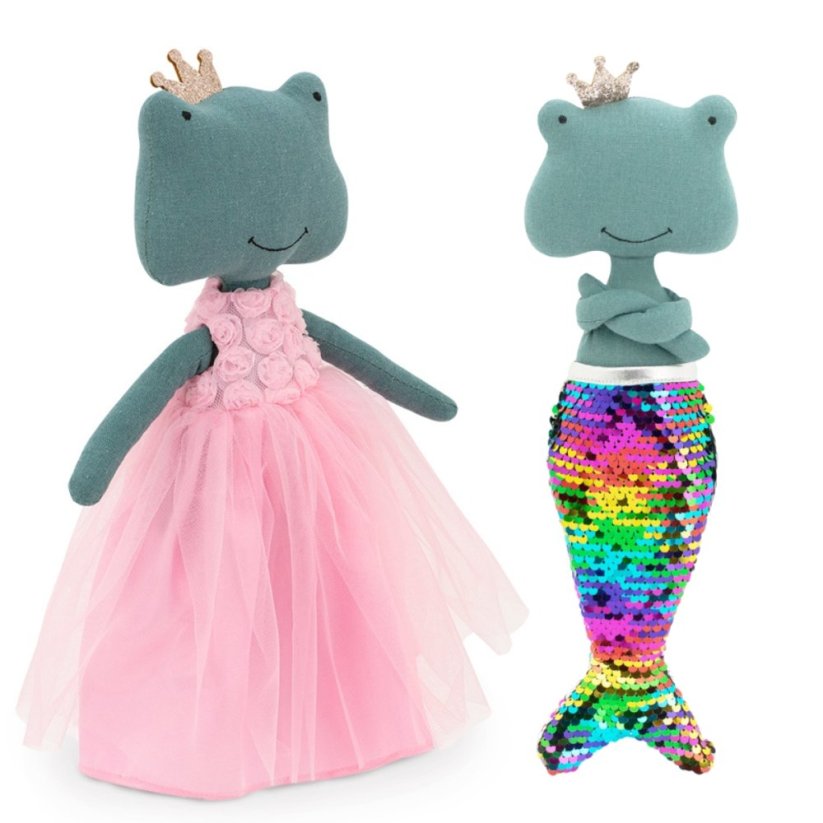Látková žabka s extra ploutví 30 cm Cotti Motti Orange Toys - Fiona / Mermaid tail