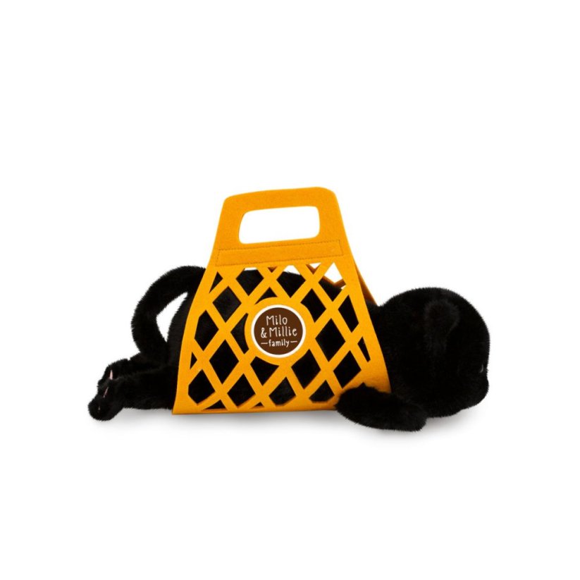 Plyšová ležící kočička v plstěném vaku Orange Toys 35 cm - Milo the Black Cat