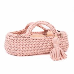 Pletený košík pro panenku By Loli - Růžový 38 cm