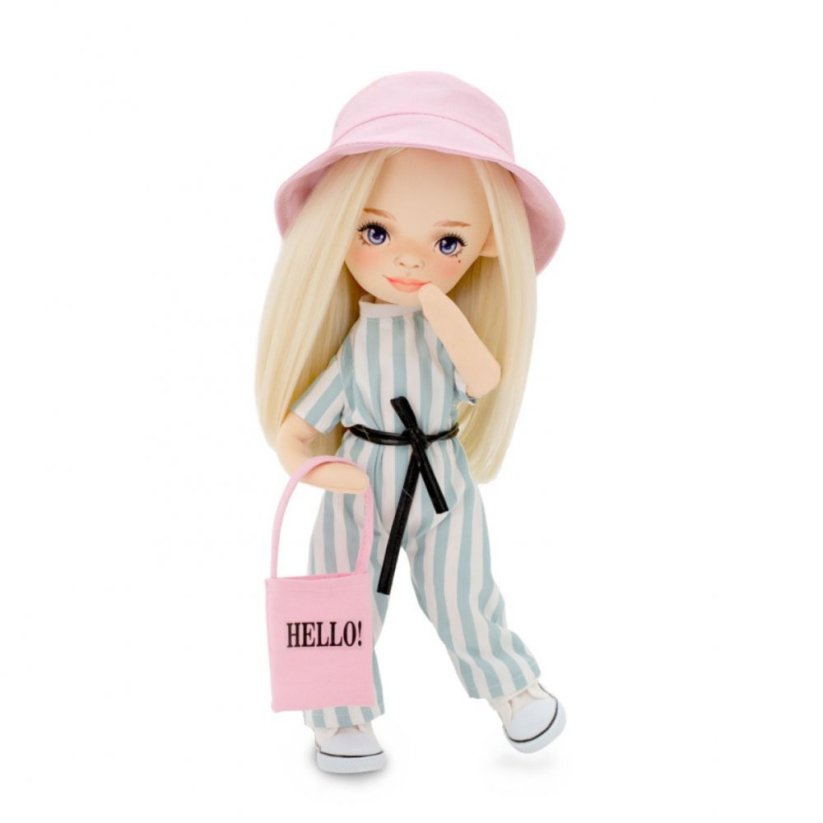 Látková panenka Orange Toys - Sweet Sisters Mia - Striped Jumpsuit