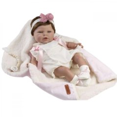 Realistické miminko s měkkým tělem 45cm De Cuna - Reborn Magdalena