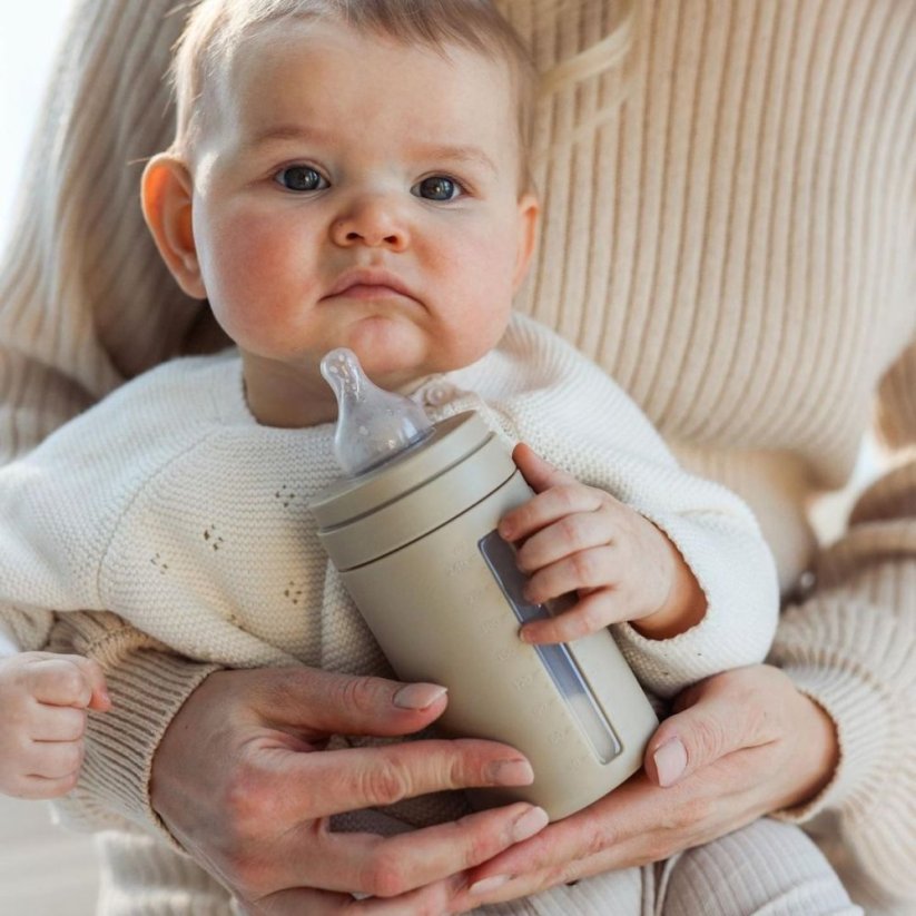 Kojenecká antikoliková láhev Baby Wallaby - Dark grey 240 ml