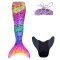Kostým mořské panny Kuaki Mermaids - ocas, monofin ploutev a vrchní díl plavek - set 3 ks - Rainbow - XS 6-8 let