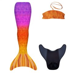 Kostým mořské panny Kuaki Mermaids - ocas, monofin ploutev a vrchní díl plavek - set 3 ks - Ibiza Gold - XXS 5-6 let