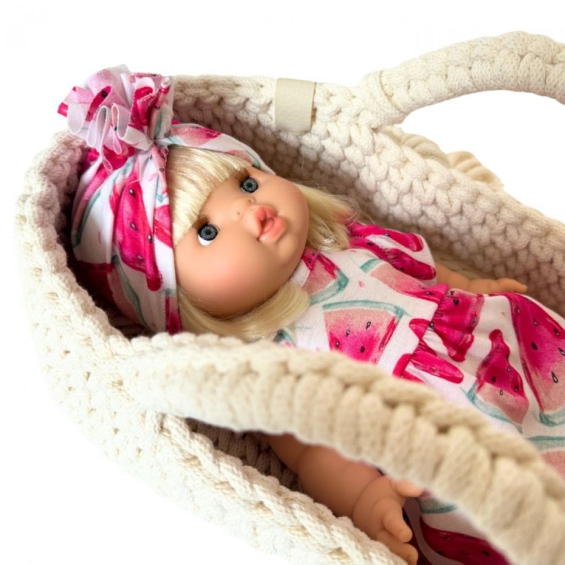 Pletený košík pro panenku By Loli - Natural 38 cm