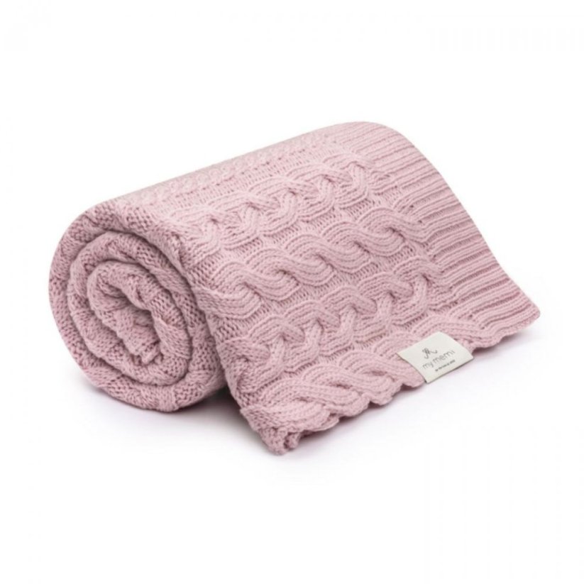 Deka ze 100% merino vlny My Memi - Wool Collection - Powder Pink