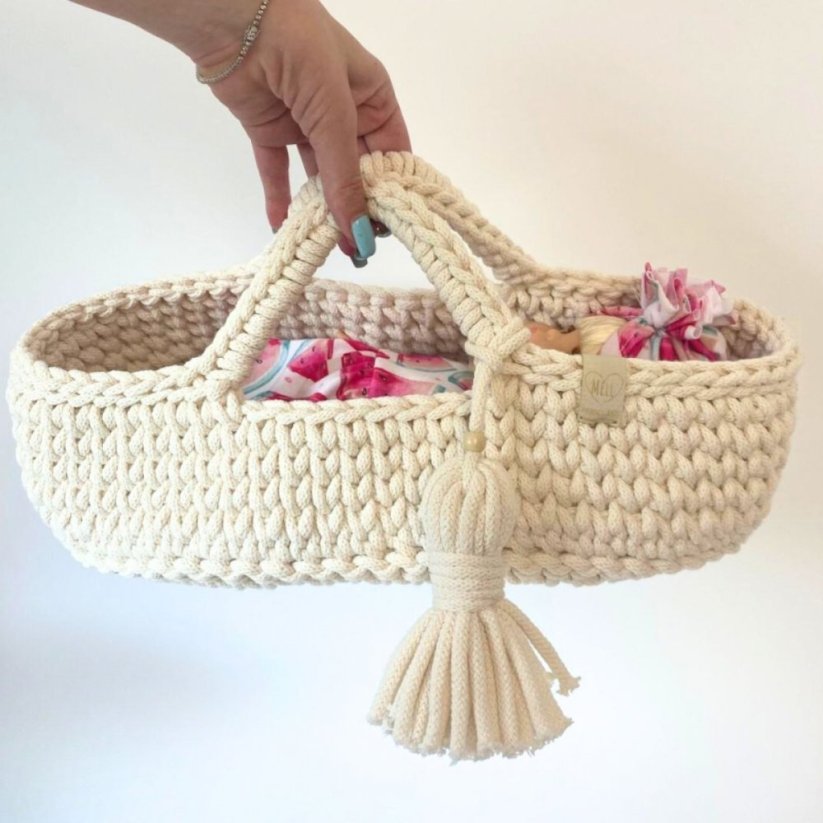 Pletený košík pro panenku By Loli - Natural 38 cm