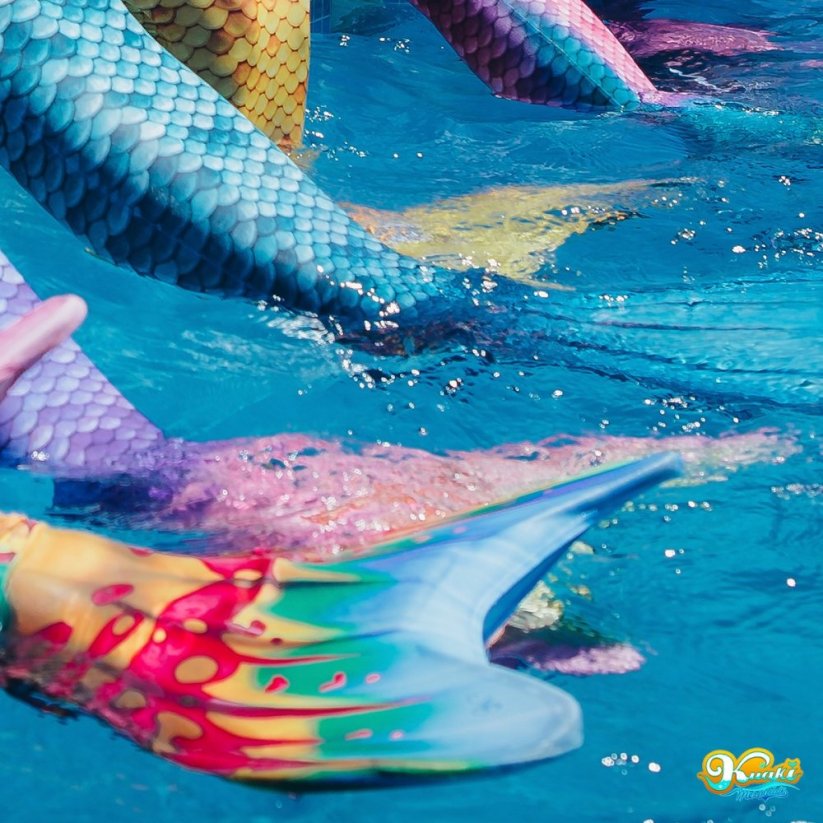Kostým mořské panny Kuaki Mermaids - ocas, monofin ploutev a vrchní díl plavek - set 3 ks - Ibiza Gold - XXS 5-6 let