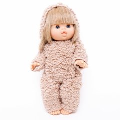 Overal s kapucí pro panenku 34 cm By Loli - Warm - Furry Lamb Latte