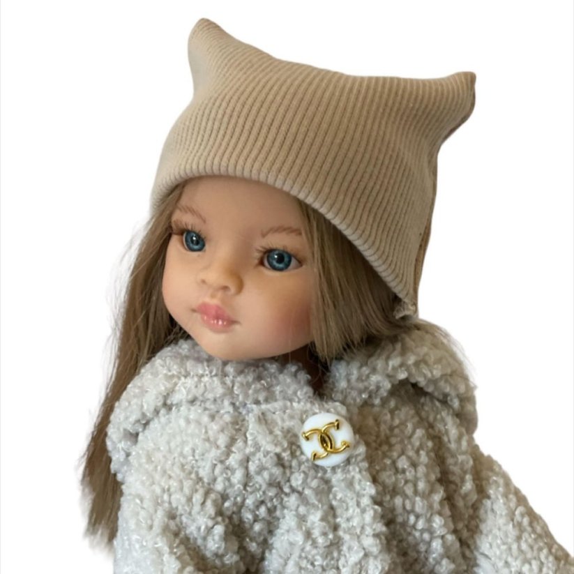 Kabátek, návleky a čepice pro panenku Paola Reina a Minikane 32 cm By Loli - Jacket Fluffy