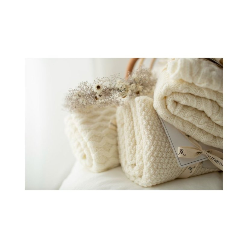 Deka ze 100% merino vlny My Memi - Vines Collection - Cream