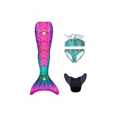 Kostým mořské panny Kuaki Mermaids - ocas, monofin ploutev a plavky - set 4 ks - Star Pink - XS 6-8 let