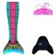 Kostým mořské panny Kuaki Mermaids - ocas, monofin ploutev a vrchní díl plavek - set 3 ks - Bali - XS 6-8 let