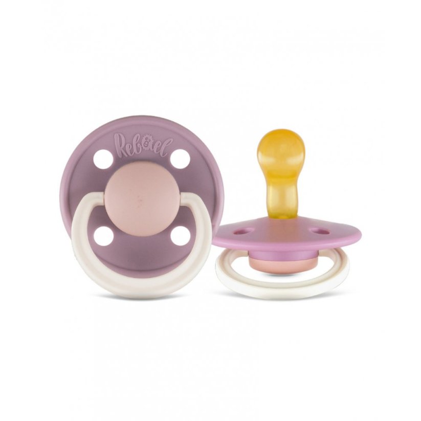 Dudlíky Rebael z přírodního kaučuku 2 ks - Misty Soft Mouse/Tornado Plum Mouse - 6-18 měsíců (velikost 2)