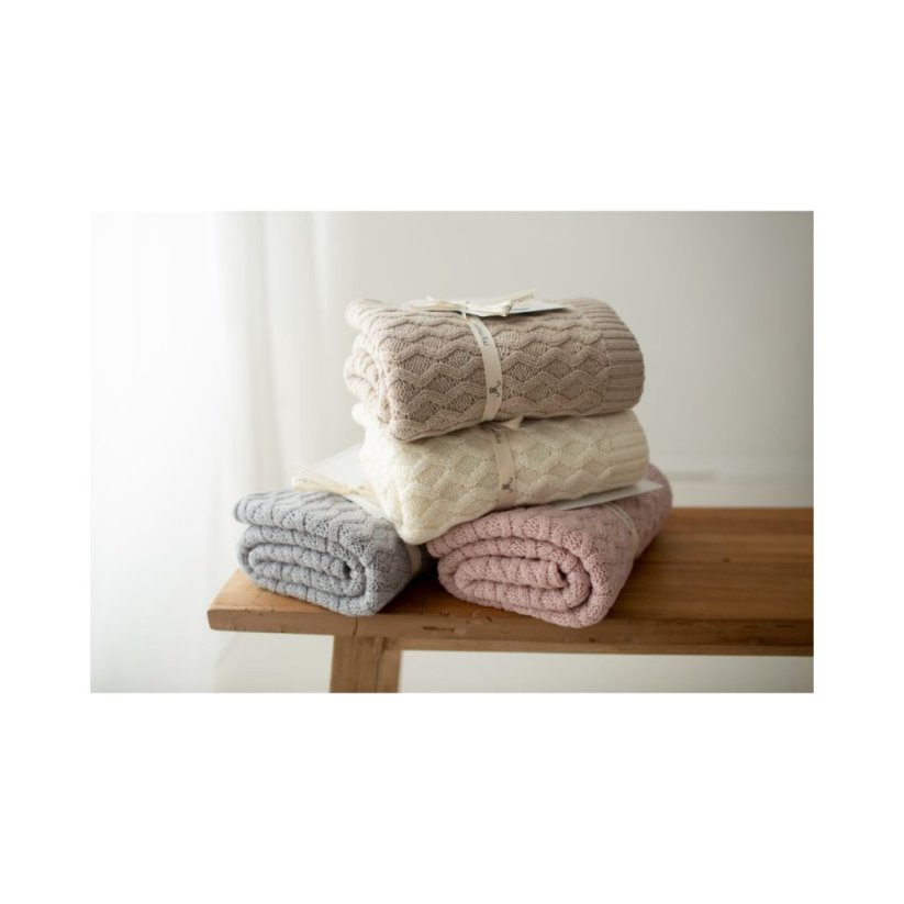 Deka ze 100% merino vlny My Memi - Vines Collection - Cream