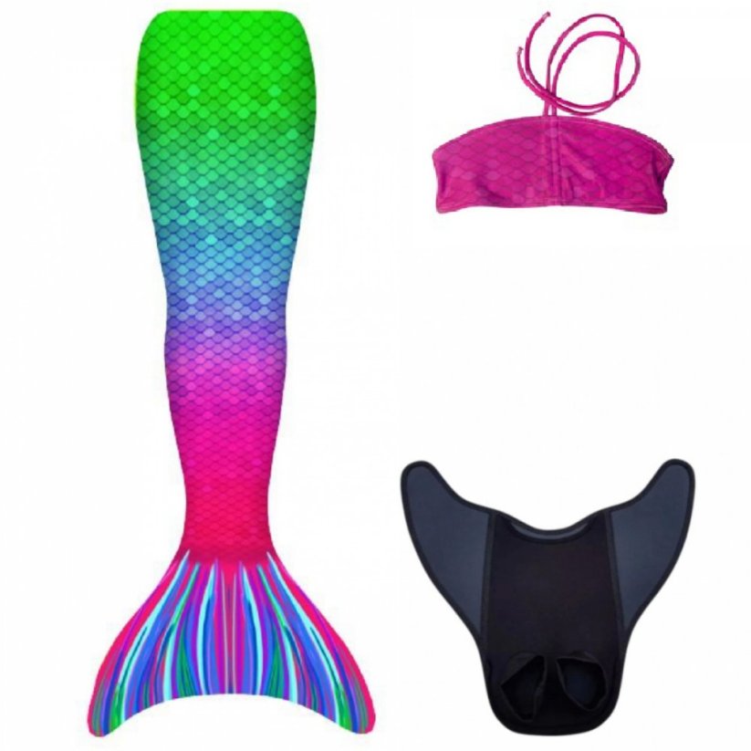 Kostým mořské panny Kuaki Mermaids - ocas, monofin ploutev a vrchní díl plavek - set 3 ks - Capri - XS 6-8 let