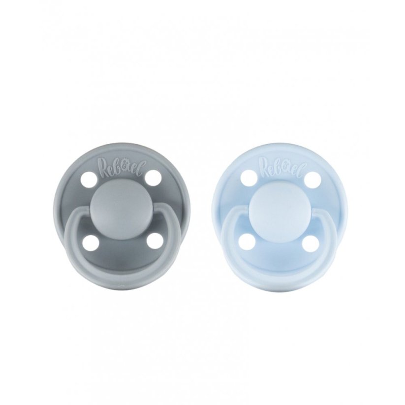 Dudlíky Rebael z přírodního kaučuku 2 ks - Pewter/Tiny Sky - 0-6 měsíců (velikost 1)