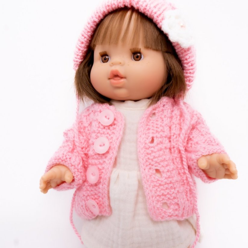 Pletený svetřík s čepičkou pro panenku 34 cm By Loli - Eliane - Sweet Pink