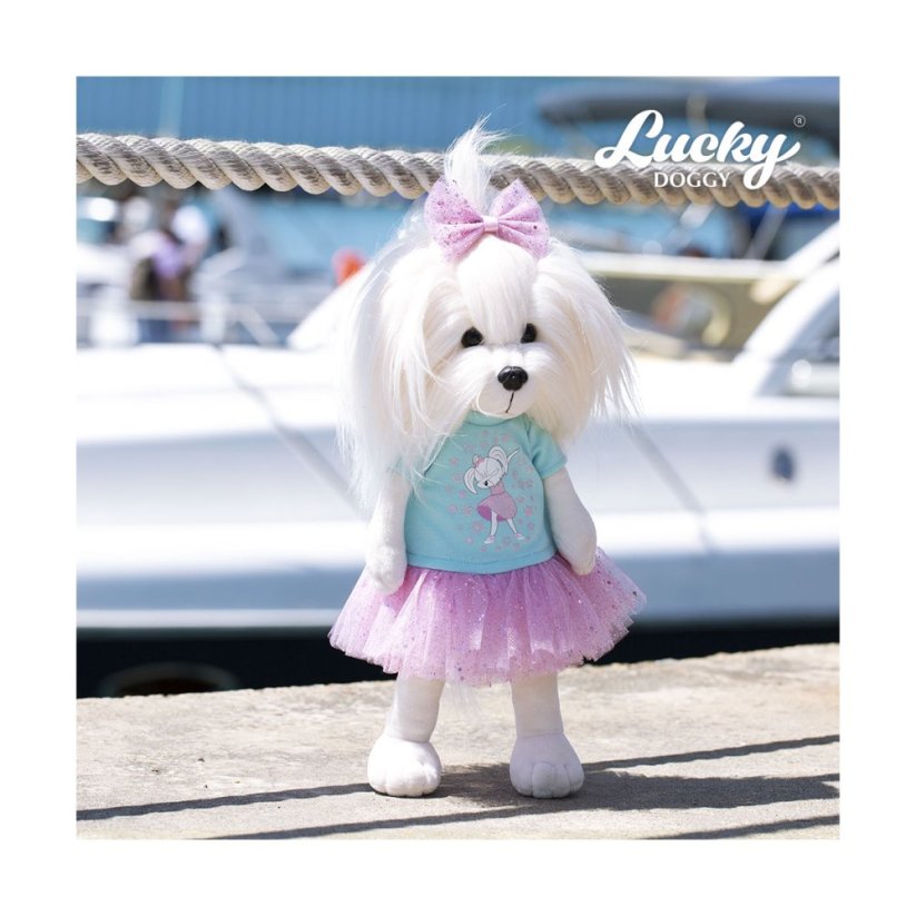 Plyšový pejsek maltézská fenka Lucky Doggy - Mimi Purple