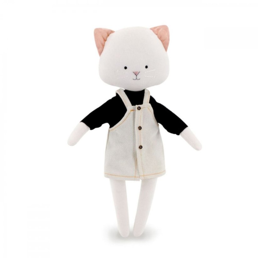 Látková kočička 29 cm Orange Toys - Christy The Cat - Denim Sundress