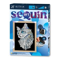 Třpytivá sada Sequin art kočka Kitfix - Blue premium 8+