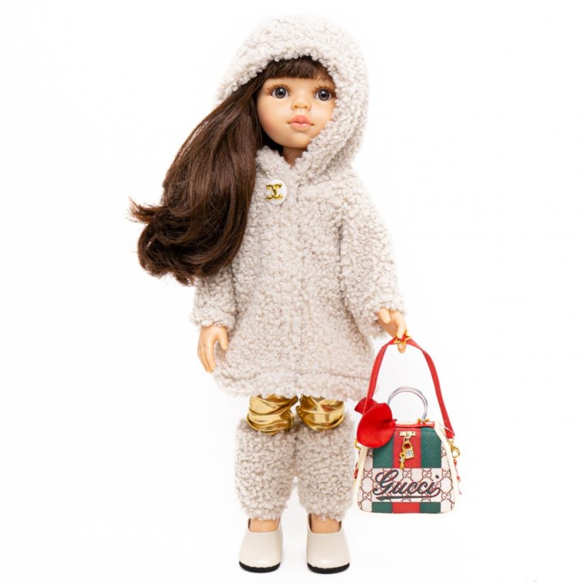 Kabátek, návleky a čepice pro panenku Paola Reina a Minikane 32 cm By Loli - Jacket Fluffy