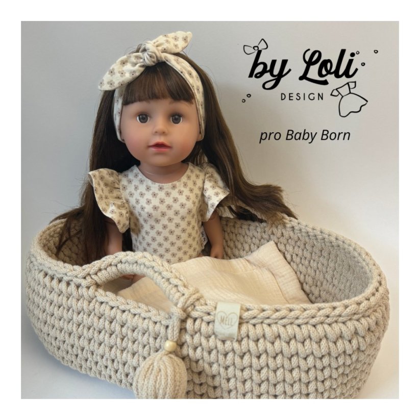 Body a čelenka pro panenku Baby Born 43cm - Fairy - Beige flowers