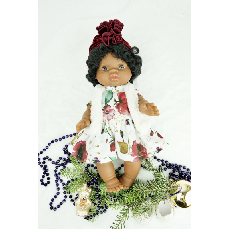 Šaty pro panenku Boho / BY LOLI - Christmas flowers