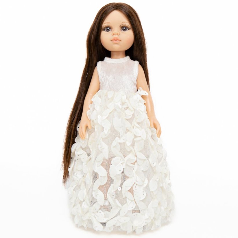 Šaty pro panenku Paola Reina a Minikane 32 cm By Loli - Flowerly white - Glitter