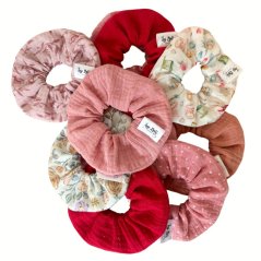 Gumičky do vlasů scrunchie By Loli - Pink and red
