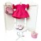 Šaty, kabelka a boty pro panenku Paola Reina a Minikane 32 cm By Loli - Set Pink chic