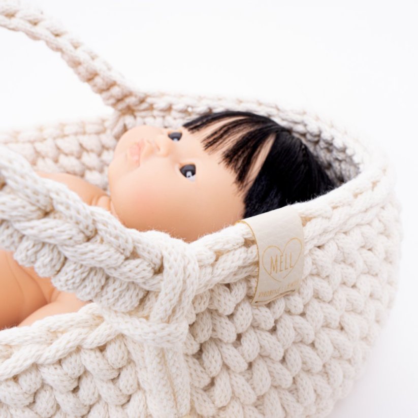 Pletený košík pro panenku By Loli - Natural 38 cm
