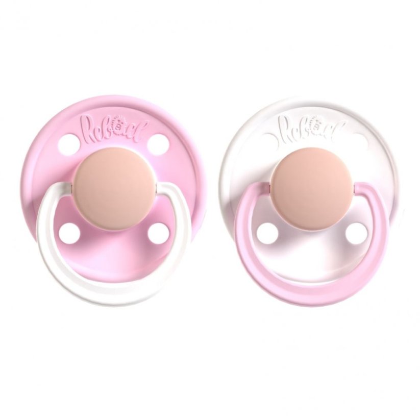 Dudlíky Rebael z přírodního kaučuku 2 ks - Rising Soft Fox/Snowy Soft Flamingo - 0-6 měsíců (velikost 1)