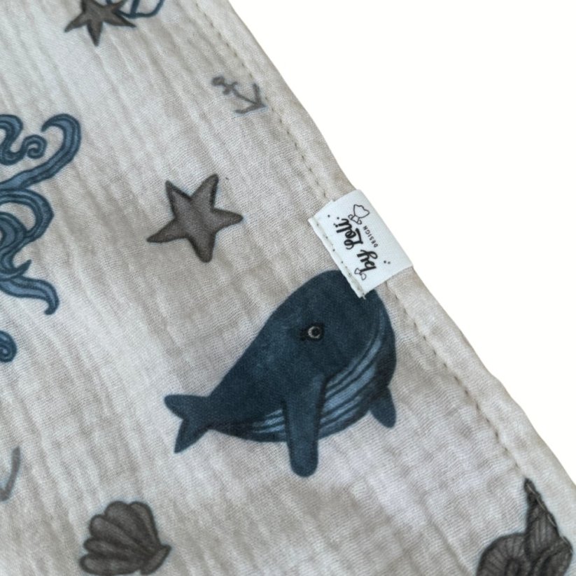 Dětské mušelínové plážové pončo By Loli - Vintage sea life 60 x 60cm