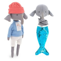 Látkový sloník s extra ploutví 30 cm Cotti Motti Orange Toys - Ali / Mermaid tail