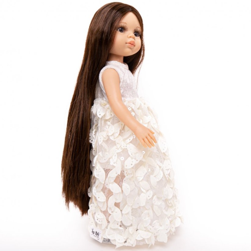 Šaty pro panenku Paola Reina a Minikane 32 cm By Loli - Flowerly white - Glitter