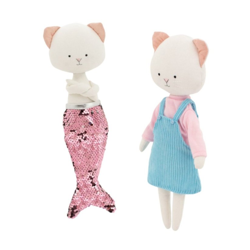 Látková kočička s extra ploutví 29 cm Orange Toys - Christy blue / Mermaid tail