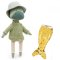 Látkový dráček s extra ploutví 30 cm Cotti Motti Orange Toys - Andy Green Sweater / Mermaid tail