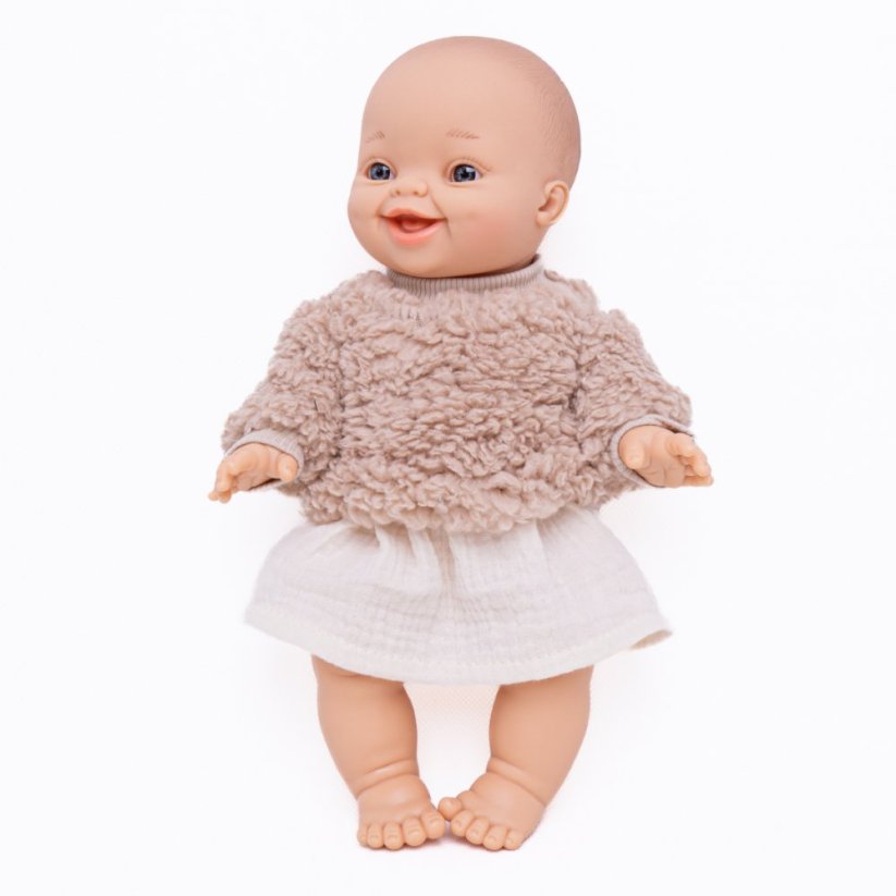 Mikina pro panenku 34 cm By Loli - Warm - Furry lamb latte