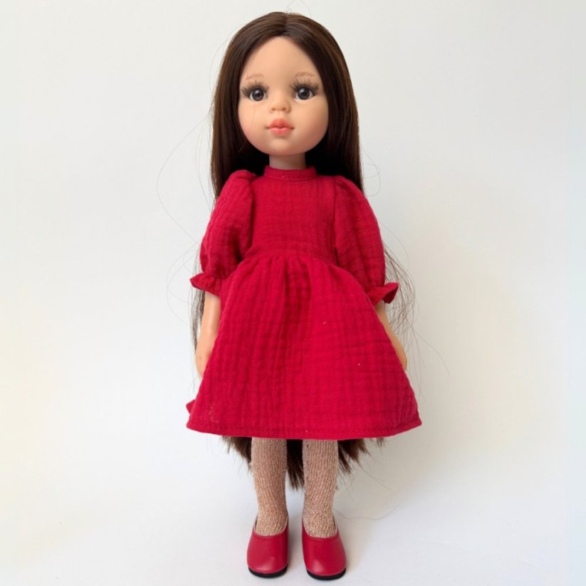 Šaty pro panenku Paola Reina a Minikane 32 cm By Loli - Romantic - Red