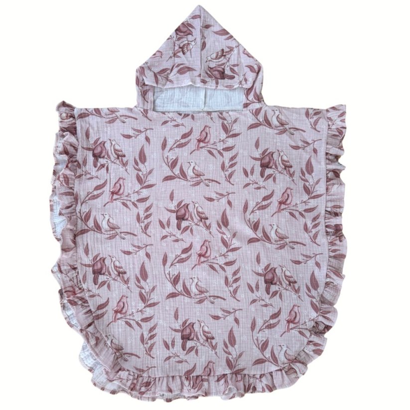 Dětské mušelínové plážové pončo By Loli - Frill Birds 60 x 60cm