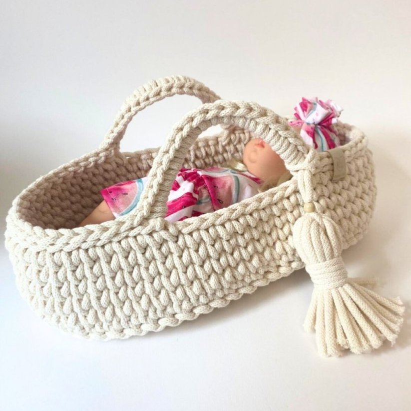 Pletený košík pro panenku By Loli - Natural 38 cm