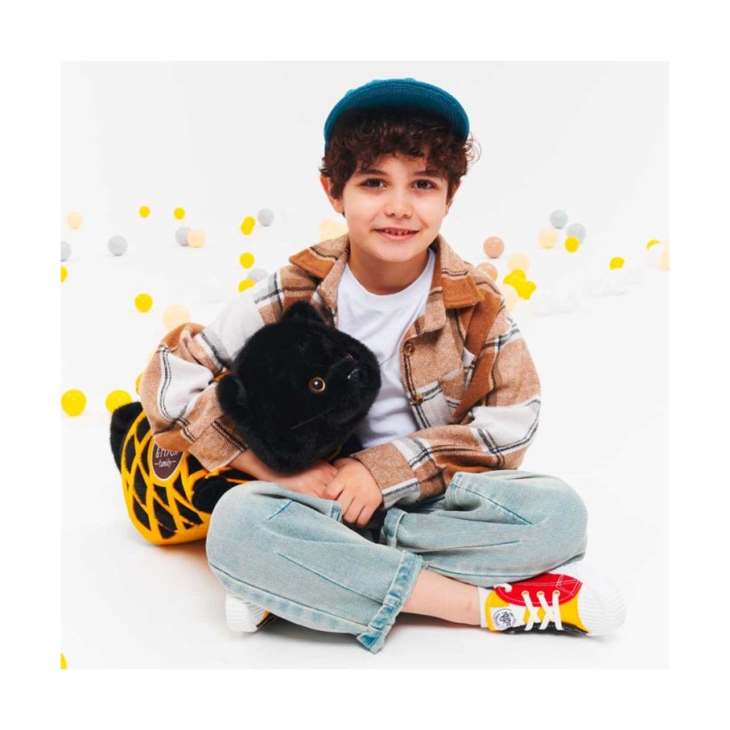 Plyšová ležící kočička v plstěném vaku Orange Toys 56 cm - Milo the Black Cat