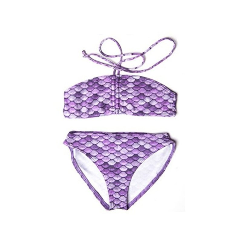 Kostým mořské panny Kuaki Mermaids - ocas, monofin ploutev a plavky - set 4 ks - Rainbow Lila - XXS 5-6 let