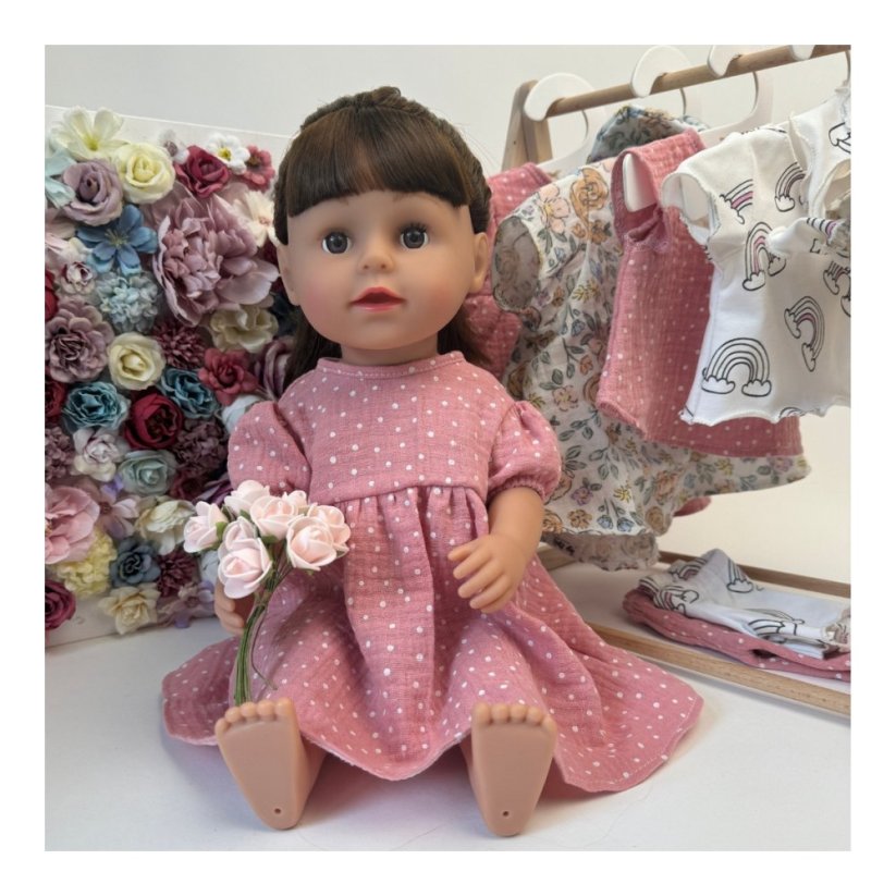 Šaty pro panenku Baby Born 43cm - Romance - Pink dots