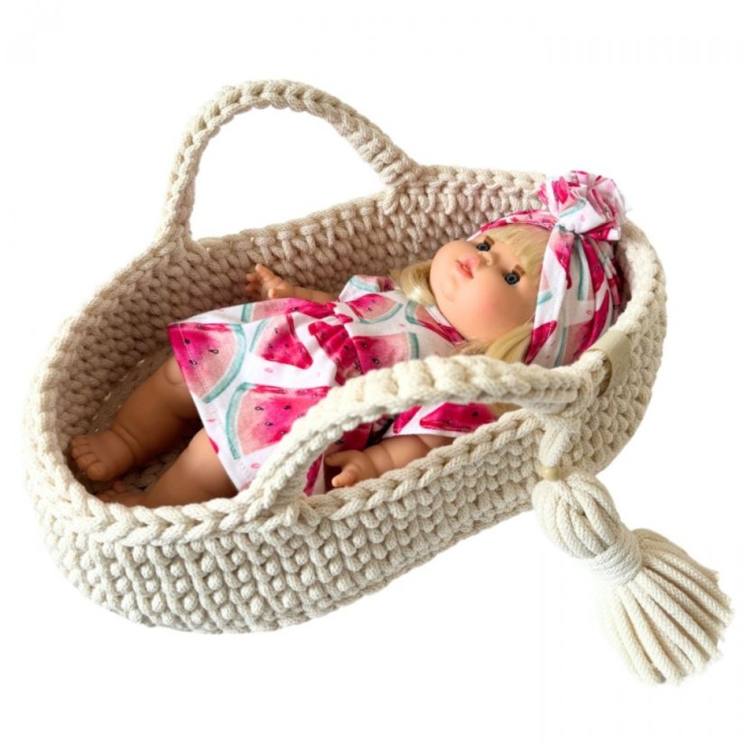Pletený košík pro panenku By Loli - Natural 38 cm