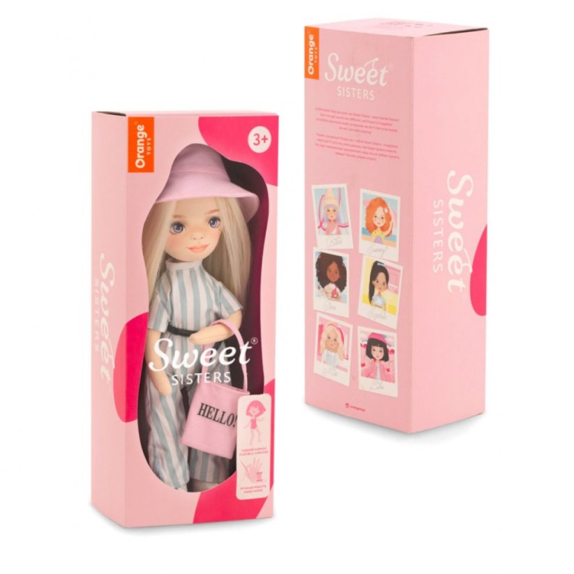Látková panenka Orange Toys - Sweet Sisters Mia - Striped Jumpsuit