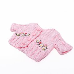 Pletený svetřík s kytičkami Luxury - Light pink - By Loli