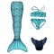 Kostým mořské panny Kuaki Mermaids - ocas, monofin ploutev a plavky - set 4 ks - Turquoise - XS 6-8 let