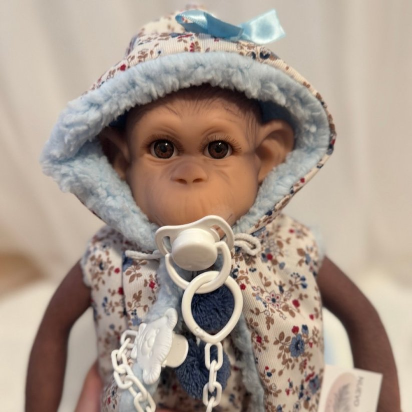 Realistická panenka opička Kuko 36cm Muñecas De Cuna - Blue